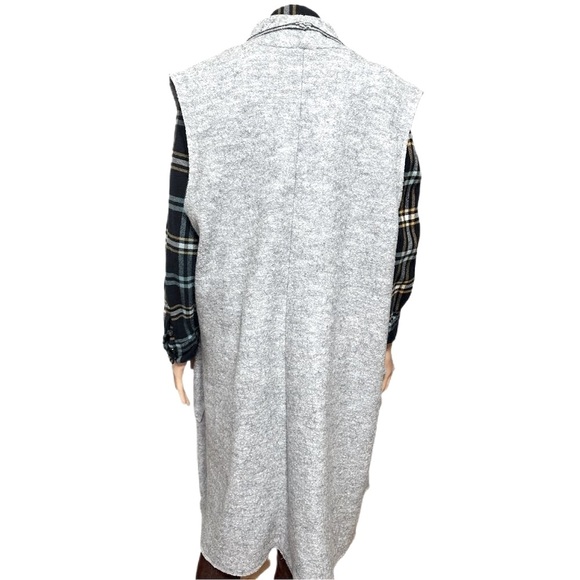 Tahari Wool Blend Open Front Womens Vest Cardigsn 2X Gray Sleeveless Long - Picture 3 of 6
